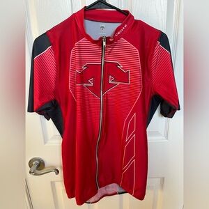 Red Cycling Jersey with Black Accents